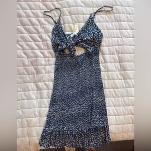 Ocean Drive Blue and White Ruffled Cut Out Mini Dress